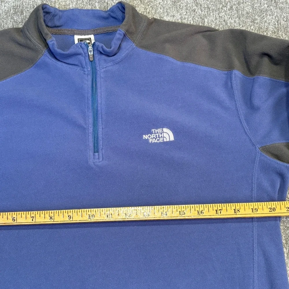 The North Face Mens Pullover‎ Fleece Quarter Zip Gray Blue Large